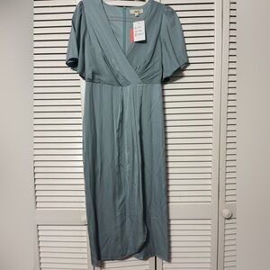 Chic Teal Midi Wrap Dress